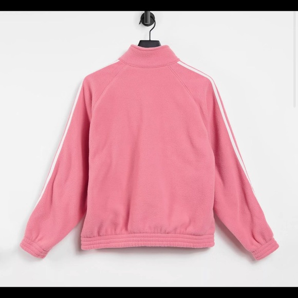 adidas Originals  quarter zip fleece sweatshirt in hazy rose - Picture 2 of 6